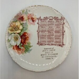 Antique 1910 Advertising Calendar Plate‎ Floral 115 yrs old by Etrurix-Mellor